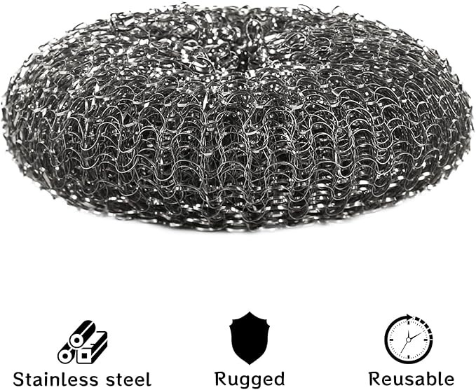 2 Pcs Heavy-Duty Stainless Steel Wool Barbecue Grill Cleaning Scrubber Pads, Replacement Steel Wool Brush Head