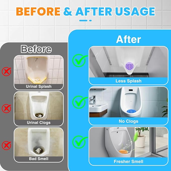 96 Pack Urinal Deodorizer Screen with 100 Gloves, 3D Wave Anti-Splash Odor Protection Urinal Cakes for Men Toilets Dry Wet Urinal Deodorant Bathroom Office Mall Hotel Four Scents Urinal Mats