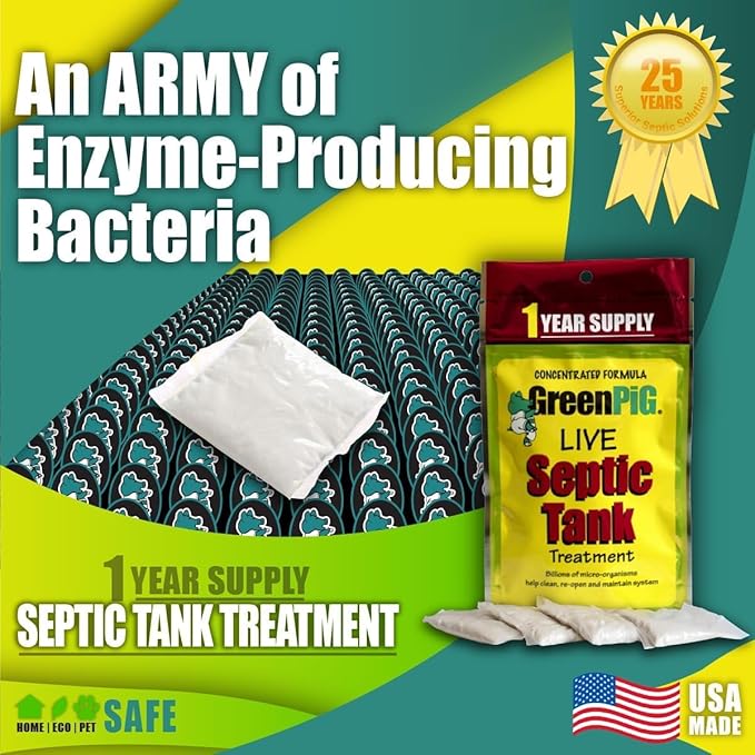 Green Pig Drain Field Cleaner, Septic Safe Drain Clog Remover, Treatment for Quickly Clearing Leach Field System Clogs, Back-Ups, and Foul Odors in Septic Tank Systems, Emergency Formula, 1 Gallon