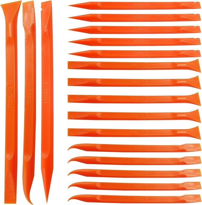 18Pcs Carbon Fiber Scraper Cleaning Tool Non-Scratch Plastic Multi-Purpose Stiff Scraper Pen-Shaped Scraper Tool for Paint, Stickers Label, Food, Tight Spaces, Crevices, Kitchen (Orange)
