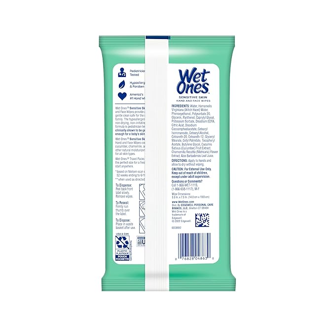 Wet Ones Hand Wipes, 20 Wipes (Pack of 10)