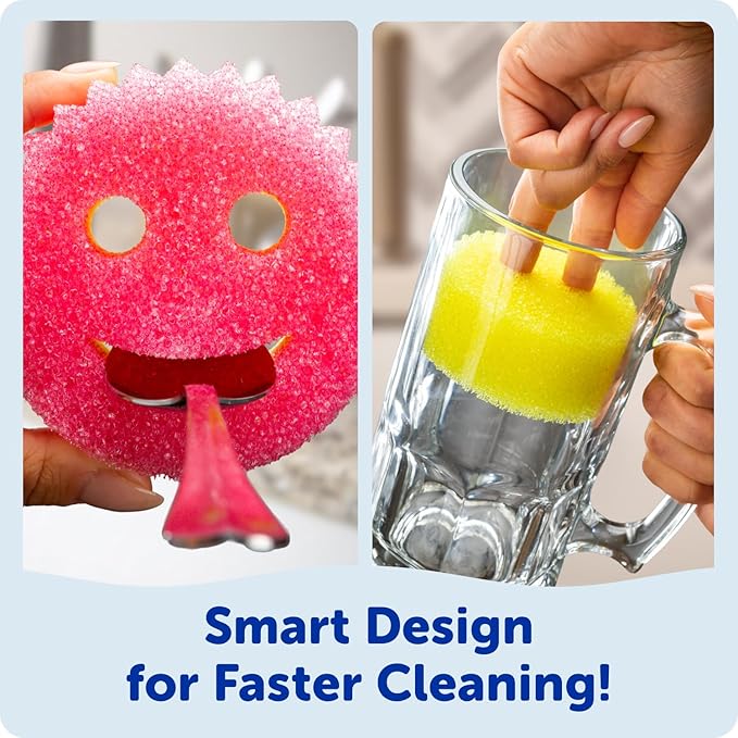 Scrub Daddy Scrub Mommy Kitchen Sponges for Dishes & Wiping Spills - Dual-Sided Dish Scrubber Sponge for Cleaning - Multi-Colored Bulk Pack - Stain & Odor Resistant (9 Count)