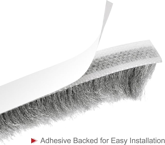 uxcell Weather Stripping Brush, 40ft L x 0.35" W x 0.6" H Self-Adhesive Seal Weatherstrip Sweep Brush Gray for Door Window