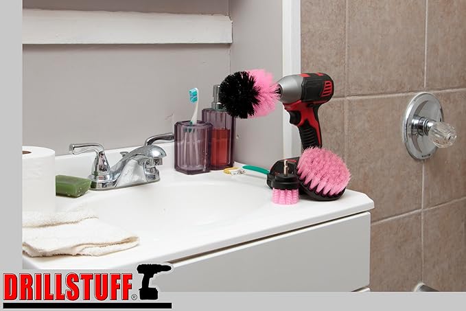 Cleaning Supplies - Bathroom Accessories - Drill Brush - Shower Cleaner - Tile Scrubber - Bathtub Scrub Brush - Bath Mat - Sink - Shower Door - Grout Cleaner Brush - Flooring - Porcelain - Fiberglass