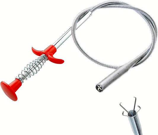 Drain Snake, Drain Clog Remover - Gutter Cleaning Tools Drain Cleaner for Toilet Sewer Shower Kitchen Bathroom Tub Clogged Drains Opener Cleaning Tool, Flexible Grabber Claw Pick Up Reacher (24 inch)