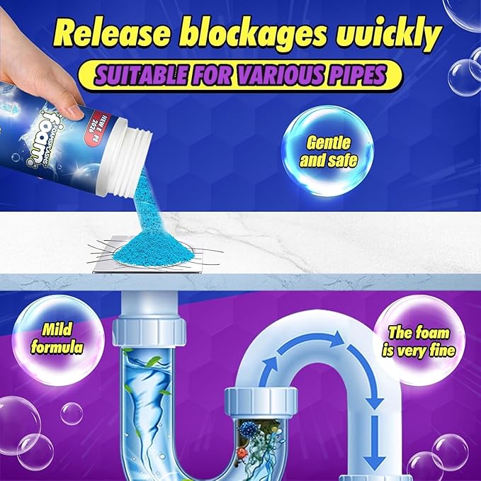 Drain Cleaner, Drain Clog Remover, Pipeline Dredging Agent, Powerful Pipe Dredging Agent, Powerful Sink & Toilet & Kitchen & Bathroom Cleaning 4 in 1, 1PCS(Unscented)