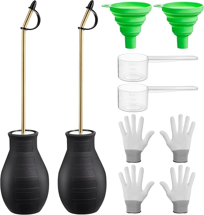 2 Pack Diatomaceous Earth Powder Duster, 8OZ Garden Powder Applicator Dispenser with Long Metal Tube, Bulb Duster Sprayer for Home Organic Gardening Agricultural Supply(Black)