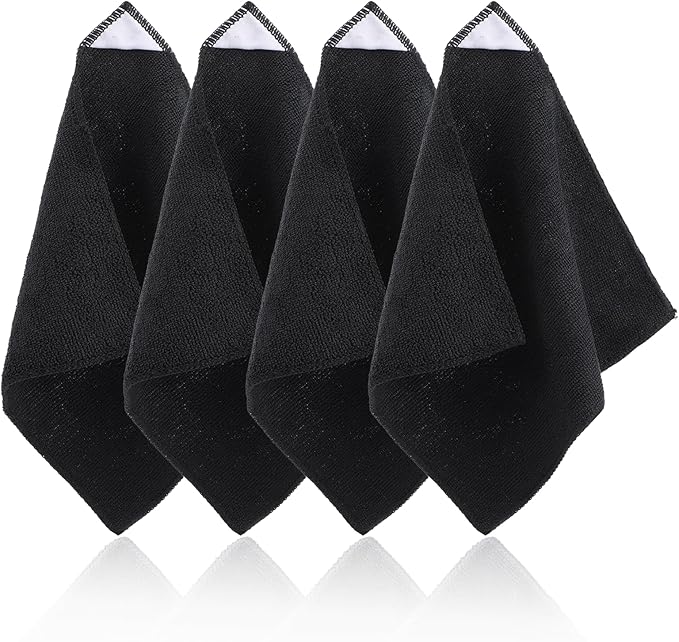 4 Pack Magnetic Cleaning Cloth Microfiber Dry Erase Eraser Board Cleaner Washable Whiteboard Cleaning Cloth Erasers for Blackboards Chalkboards Glassboards Home Office Black 9.5'' x 9.5''