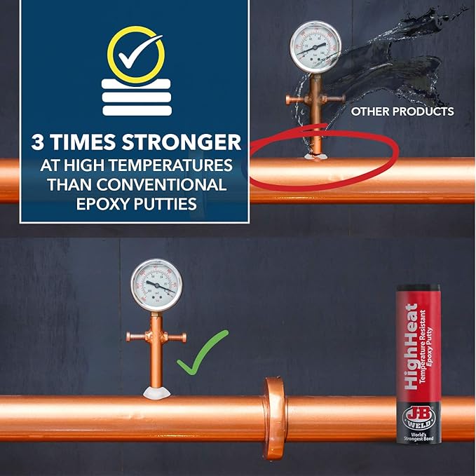 J-B Weld 8297 HighHeat 500 Degree Epoxy Putty Stick - 2 oz. , Grey