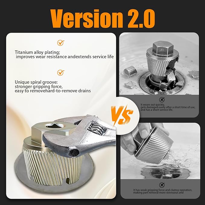 1.5" Tub Drain Removal Tool, Bathtub Drain Extractor for The Old, Broken, Stubborn, Rusted Drain Tub Bathtub Stopper, Strong Grab Plumbing Tools