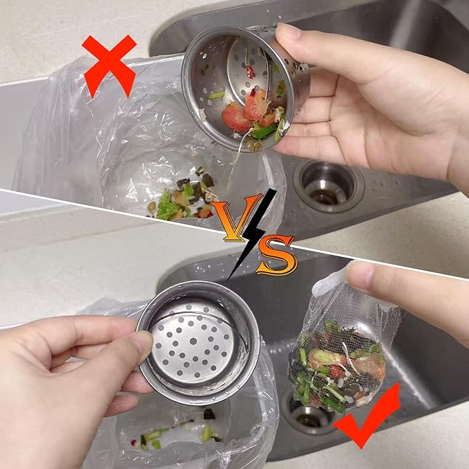 XMALL Disposable Residue Filtering Bag 200 PCS, Suitable For Collecting Garbage And Debris From Kitchen Sinks And Bathroom Drains To Prevent Blockages In Waterways, Kitchen Essentials Sink Filter Nets