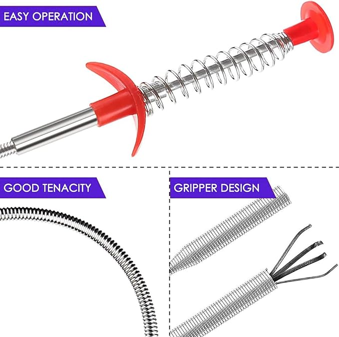 Drain Clog Remover Snake Tool for Hair and Debris, Unclog Toilet, Sink, Shower, Bathtub, Sewer