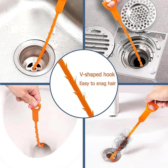 12 Pack Drain Clog Remover - Flexible Drain Snake for Effective Cleaning Hair and Debris in Sink or Bathtub, 19.6-Inch