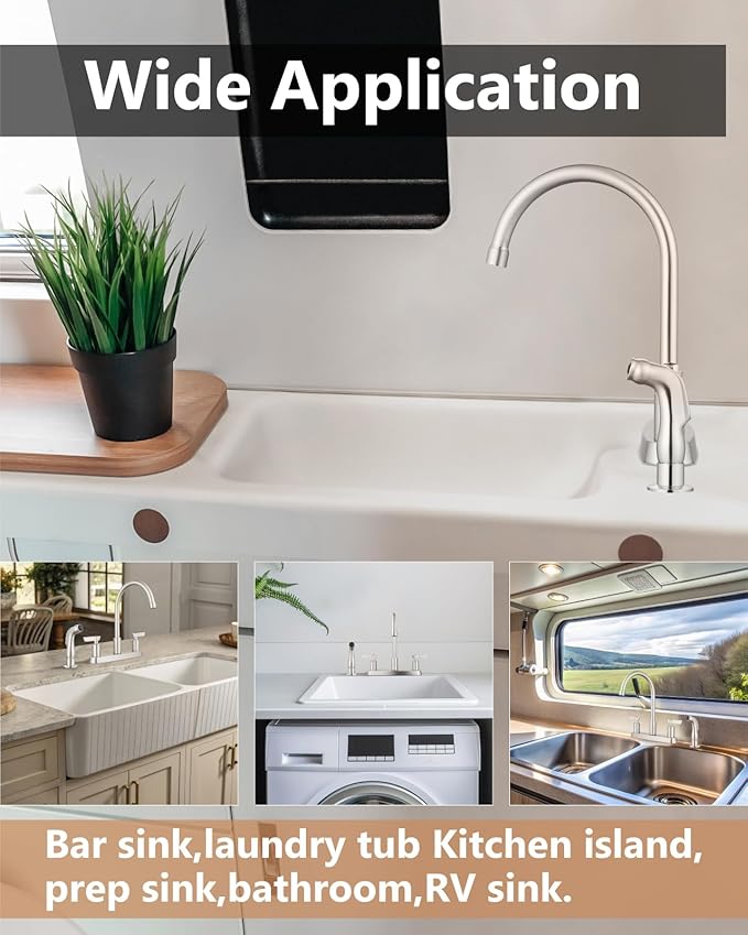Kitchen Faucet with Sprayer 2 Handle Kitchen Sink Faucets 8 Inch Centerset 3 Hole with Supply Lines Brushed Nickel