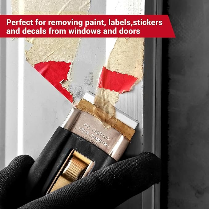 Ceramic Single Edge Razor Blade Scraper Tool with 10 Extra Blades, Glass Top Stove Scraper for Cleaning Oven Door and Cooktop, Window Scraper for Removing Paint, Stickers, Adhesive and Decals