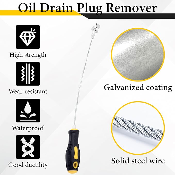 Strong Magnetic Oil Drain Plug Remover Tool, Oil Drain Plug Remover Instrument, Anti Scald Sump Plug Removal Tool, Universal Flexible Oil Plug Removal Tool (14 Inch)