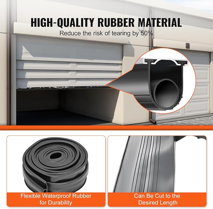 VEVOR Garage Door Seals Bottom Rubber, U Shape +O Ring Combination Garage Door Weather Stripping with Pre-drilled Aluminum Track Retainer Kit, 5/16 inch T-Ends and 3 3/4 inch Width (16 Ft, Black)