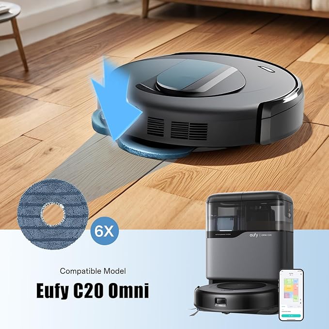 12-Pack C20 Omni Accessories Mop Pads - Washable & Reusable Microfiber Cloths Compatible with eufy C20 Omni Robot Vacuum Cleaner