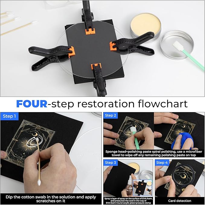 Card Care Clean Kit,17-in-1 Card Cleaning and Polishing Restoration Kit, Trading Card Cleaning Kit with Fixing Jig and EVA Shaping Foam, Suitable for PSA Rated Card Care