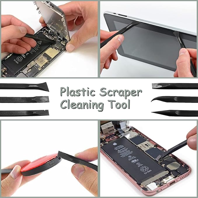 9Pcs Carbon Fiber Scraper Cleaning Tool Non-Scratch Plastic Multi-Purpose Stiff Scraper Pen-Shaped Scraper Tool for Paint, Stickers Label, Food, Tight Spaces, Crevices, Kitchen (Black)
