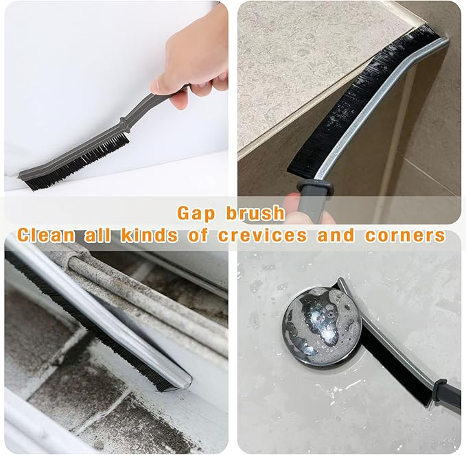 Kitchen Stove Gap Cleaning Nylon Scrub Brush, Hard-Bristled Crevice Cleaning Brushes Set for Range Hood Grease Grime, Clean Tiles Corners, Bathroom, Shower, Door Window Track (5 Pcs)