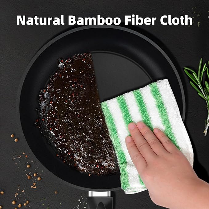 Bamboo Fiber Dish Cloths -Super Absorbent Reusable Multi-Purpose Kitchen Pads