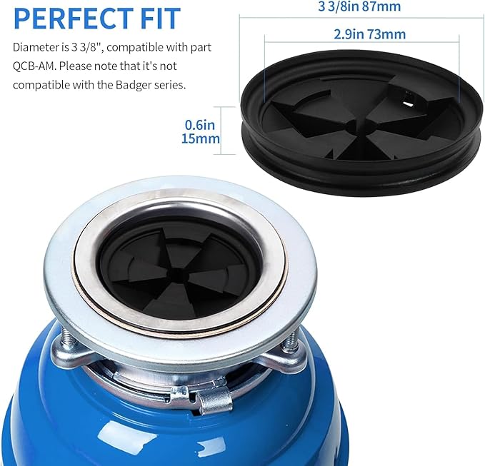 RQYEKDO 2-Pcs Upgrade Thicken Garbage Disposal Splash Guards, 3 3/8 Inch Sink Baffle Drain Plugs QCB-AM Replacement for InSinkErator Evolution Series Moen Models