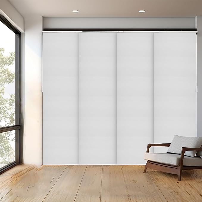 CHICOLOGY Blinds for Sliding Glass Doors , Vertical Blinds for Patio Doors , Room Divider ,Skyrise White (Light Filtering) W:46-86 x H: 0-96 inch