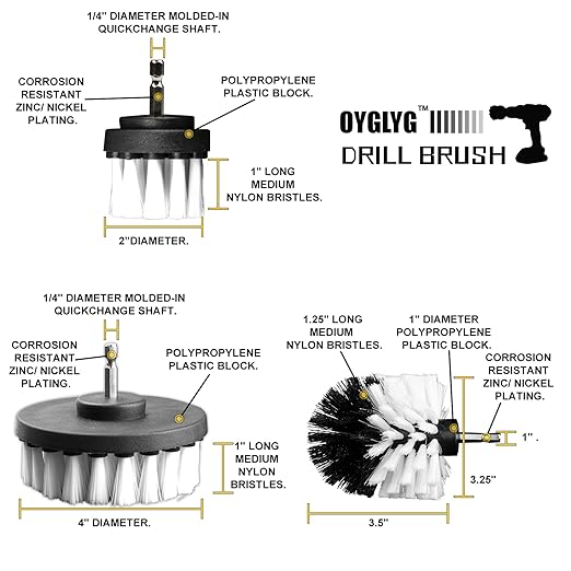 Drill Brush Attachment Kit, 3-Piece Cleaning Set for Bathtubs, Showers, Tiles, Carpets, and More