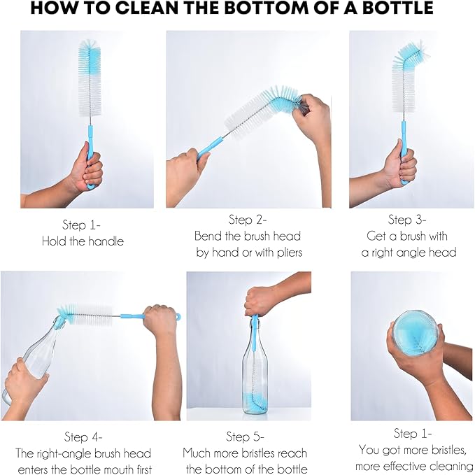 ALINK 17 inch Extra Long Bottle Cleaning Brush Cleaner for Washing Narrow Neck Beer/Wine/Thermos, Brewing Bottles, Hummingbird Feeder