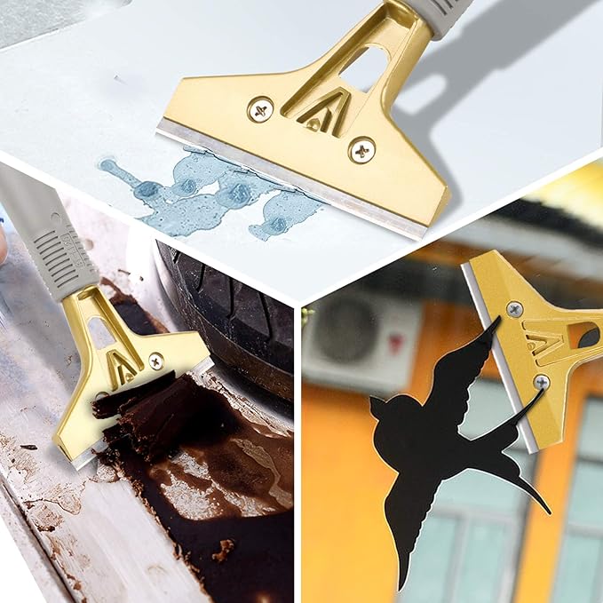 Razor Blade Scraper set of 2 PCS 4" Scraper Tool and with 20pcs Extra Metal Blades for Floor, Window, Glass, Stove, Wall, Paint, Caulk, Labels, Adhesive, Sticker Removal
