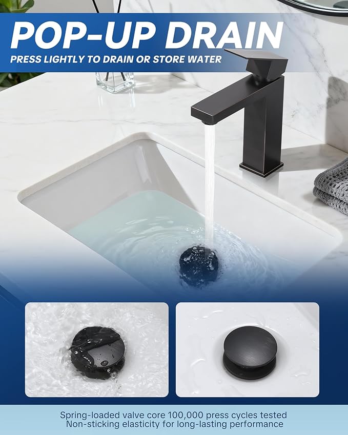 Pop Up Drain for Bathroom Sink, ARCORA Oil Rubbed Bronze Vessel Sink Drain with Overflow, Pop Up Bathroom Sink Stopper