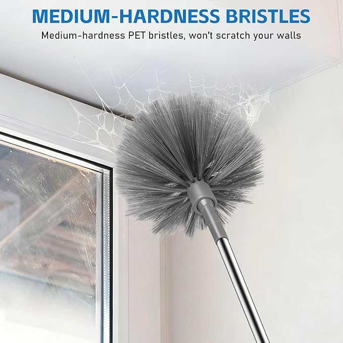 SetSail Cobweb Duster with Extension Pole, Retractable Dusters for Cobweb Cleaning 81-inch Long Handle Spider Web Brush for Outdoor Indoor High Ceilings, Grey