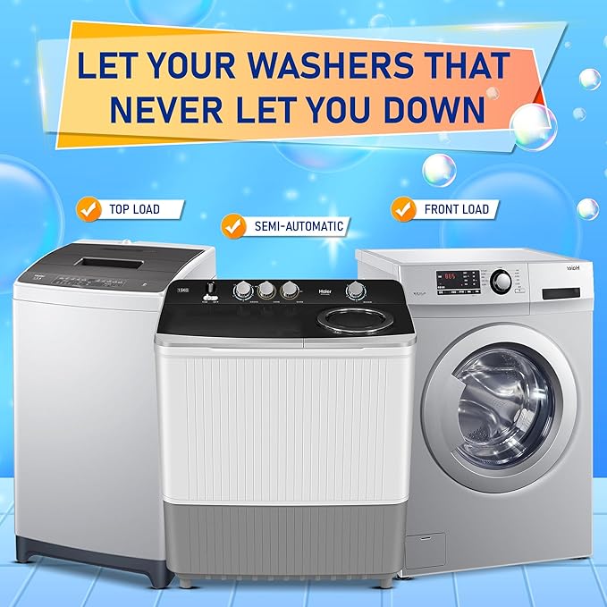 Washing Machine Cleaner Tablets (48 Count) - Deep Descaling Formula for HE Front & Top Load Washers - Removes Limescale, Grime & Odor - Septic Safe, Fresh Lemon Scent