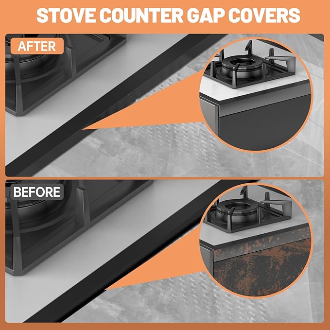 Stove Gap Covers 316 Stainless Steel,Stove Gap Filler,Heat-Resistant Oven Side Gap Filler,Between Stove and Counter Slide In Range Trim Kit for Kitchen,4 Pack (11.6” Silver)
