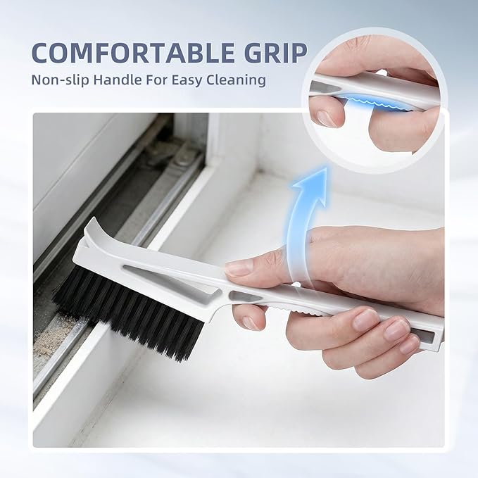 KMOSENIA Grout Cleaner Brush 2PCS, V Shape Grout Cleaning Brush, Stiff Grout Scrub Brushes for Cleaning Shower, Bathroom Tile, Kitchen Floor