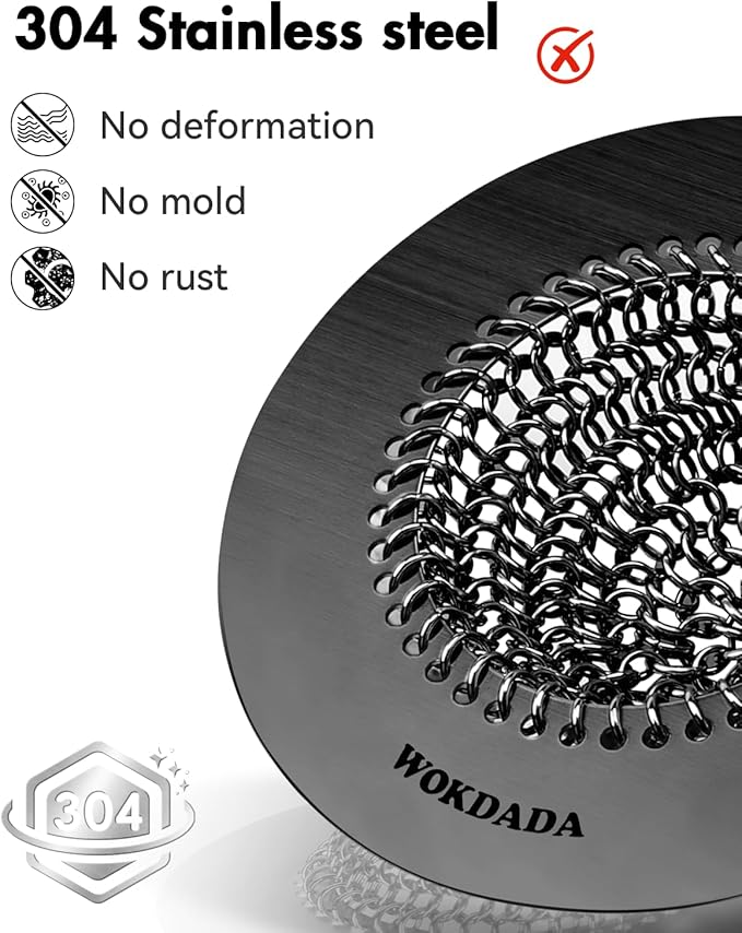 Black Kitchen Sink Strainer, Flippable Mesh Sink Drain Strainer, 304 Stainless Steel Sink Screen, Easy Clean Large Basket Strainer, Garbage Disposal Cover Fit for Standard Kitchen Drain