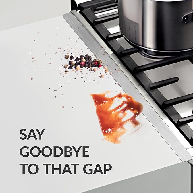 Stainless Steel Stove Gap Covers 13.8~27.5 Inch Retractable, Range Trim Kit Between Stove Top and Counter Heat Resistant & Easy to Clean Oven Gap Filler by BOGDA Silver (2 Packs)