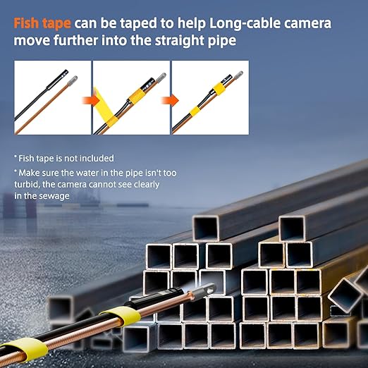 Triple Lens Sewer Inspection Camera, TURN RAISE 5" IPS Screen Borescope Cam with Light, 1080P HD Drain Camera 16.5FT Semi-Rigid Cable, IP67 Plumbing Snake Endoscope with Carry Case