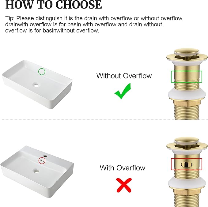 Pop up Sink Drain Stopper for Bathroom Vessel Vanity Sink Art Basin Brushed Gold, Small Cap Without Overflow, Metal Pop-up Drain Strainer with Detachable Basket Stopper