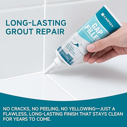 Tile Grout Repair Kit, White Grout Filler for Bathroom, Kitchen, Rstore & Renew Tile Joints Line, Triple Protection, Fast Drying Shower Grout with Tools(White, 5.29oz/150g)