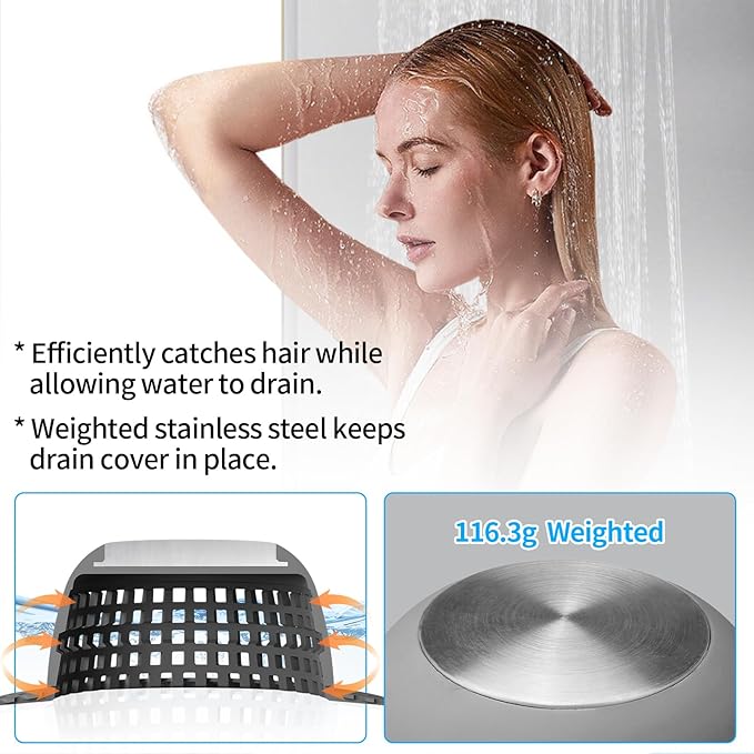 Aluvor Shower Drain Hair Catcher Bathtub Drain Cover Shower Protector for Pop-Up & Regular Drains