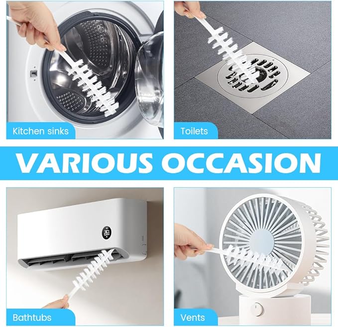 2PCS Washing Machine Cleaning Brush,Rolling Washing Machine Cleaner Front Loader Cleaning Tools with Storage Hook(23.23x5.51x1.38inch)