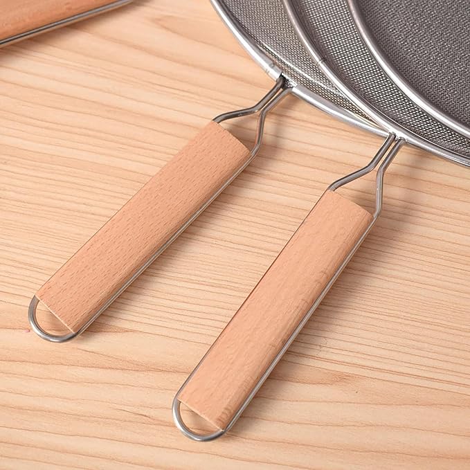 8 Inch Grease Splatter Screen Guard Stainless Steel Splash Screen Protector Guards with Handle Splash-Proof Frying Pan Mesh Pot Lid Cover for Kitchen Cooking Gadgets