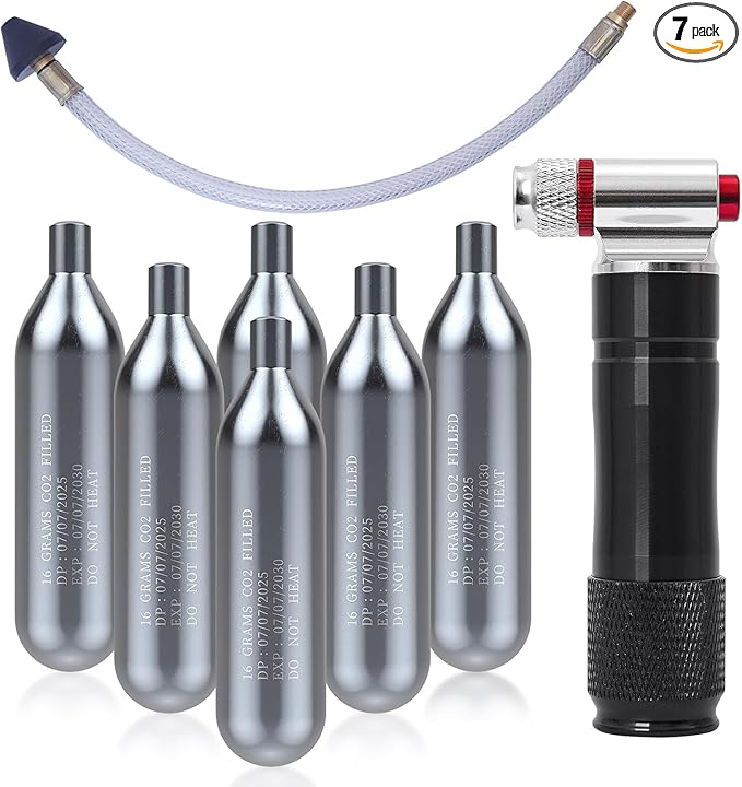 Upgraded Drain Device, AC Drain Line Cleaner Device, AC Drains Line Unclogger Tool, with 6 Unthreaded CO2 Cartridges, with a Flexible Hose to Clear All HVAC Clogs,16 Gram Unthreaded CO2,Black