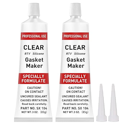 RTV Silicone Gasket Maker, High Temp Silicone Resist Oil, Anti-Freeze RTV Silicone Sealant for Engines, Gearboxes, Pumps, Superchargers (Transparent, 170g)