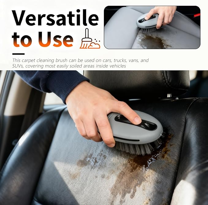 2026 New Car Upholstery Brush for Cleaning,Portable Car Carpet Brush with Dense Bristle & Non-Slip Handle,Multi-Purpose Upholstery Cleaner Brushes for Cars Trucks SUVs Interior