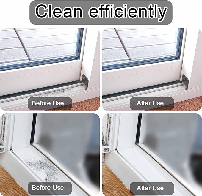 2pcs Crevice Cleaning Brush, Hard Bristle Window Track Cleaning Tools 2 in 1 Cleaner Scrub Brush Grip Brush Cleaner with Hidden Scraper for Sliding Door Sill Shutter Vents Household