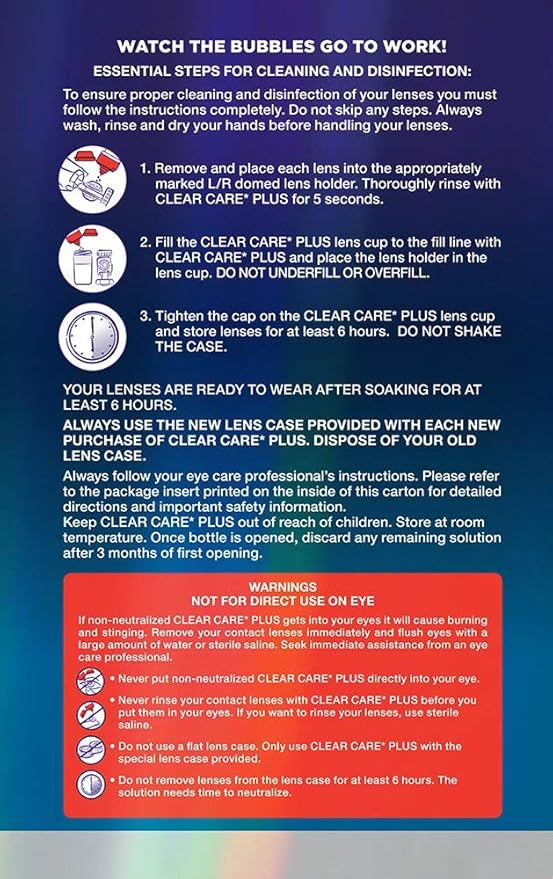 Clear Care Plus Cleaning Solution with Lens Case, Twin Pack, Multi, 12 Oz, Pack of 2