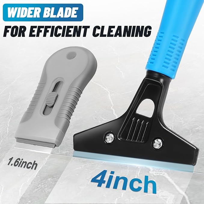 Floor Scraper Long Handle Heavy Duty, Adjustable 8"-72" Razor Blade Scraper Tool, 4 Inch Paint Scraper for Cleaning Floors, Walls, Tile, Glass, Adhesive, Wallpaper, Popcorn Ceiling, Gum (2 Pack)